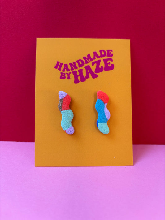 Rainbow Fish Wavy Studs