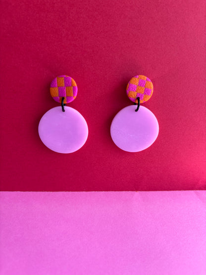 Checkered button dangles